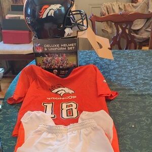 NFL Deluxe Helmet & Uniform Set. Denver Broncos. Used Twice.